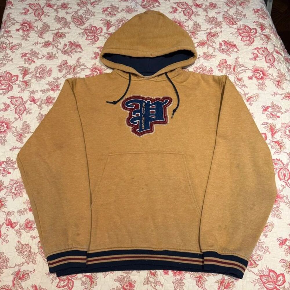 Vintage 90s Paco Jeans Lofty Fit Golden Maroon Thick Cotton Hoodie